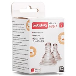 Babyhug Slow Flow Silicone Nipples Pack of 2 - Transparent
