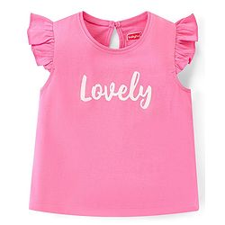 Babyhug Cotton Knit Frill Sleeves Tops with Polka Dot Floral & Text Graphics - Multicolour