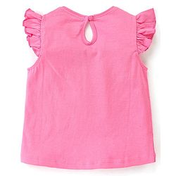 Babyhug Cotton Knit Frill Sleeves Tops with Polka Dot Floral & Text Graphics - Multicolour