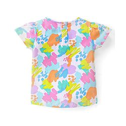 Babyhug Cotton Knit Half Sleeves Printed  Top with Knot Detailing   - Multicolour