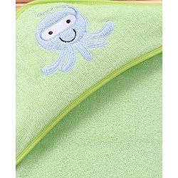 Babyhug Terry Hooded Towel Octopus Print L 76 x B 76 cm - Green