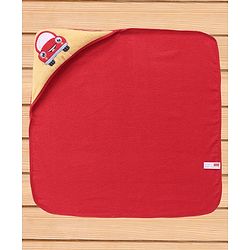 Babyhug Terry Hooded Towel Car Print L 76 x B 76  cm - Red