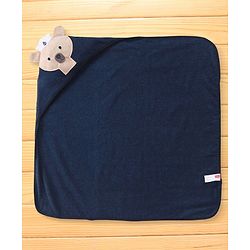 Babyhug Terry Woven Hooded Towel Bear Print L 76 x B 76 cm- Blue