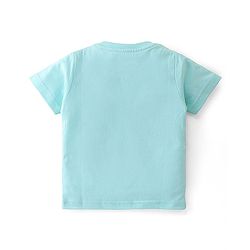 Babyhug Cotton Knit Single Jersey Half Sleeves Night Suit With Text Print - Blue