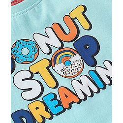 Babyhug Cotton Knit Single Jersey Half Sleeves Night Suit With Text Print - Blue