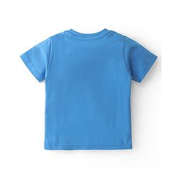 Babyhug Cotton Knit Single Jersey Half Sleeves Night Suit With F1 Racing Print - Blue