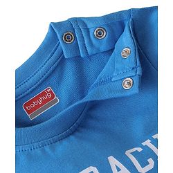 Babyhug Cotton Knit Single Jersey Half Sleeves Night Suit With F1 Racing Print - Blue