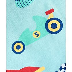 Babyhug Cotton Knit Single Jersey Half Sleeves Night Suit With Vehicles Print - Blue