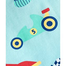 Babyhug Cotton Knit Single Jersey Half Sleeves Night Suit With Vehicles Print - Blue