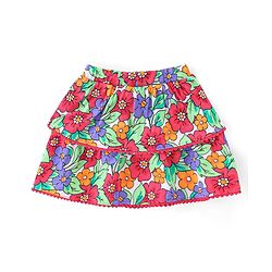 Babyhug 100% Cotton Knit Sleeveless Top & Skirt Set Floral Print- Multicolor