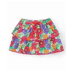 Babyhug 100% Cotton Knit Sleeveless Top & Skirt Set Floral Print- Multicolor