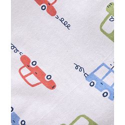 Babyhug 100% Cotton Knit Trunks Car Prints Pack of 3- White & Blue