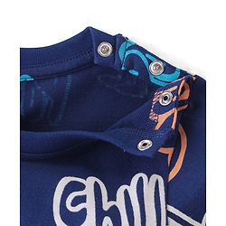 Babyhug Cotton Knit Half Sleeves Night Suit Text Print - Navy Blue