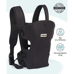 Babyhug  Elegant 3-in-1 Baby Carrier: Lightweight, Breathable fabric, Ergonomic design, Padded straps, Waist belt, 3 carry positions (inward, outward, back), Adjustable seat, Washable cover, Supports up to 15 kg- Grey