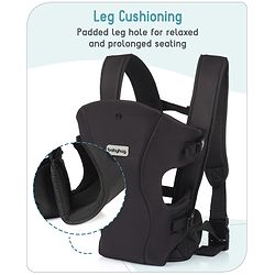Babyhug  Elegant 3-in-1 Baby Carrier: Lightweight, Breathable fabric, Ergonomic design, Padded straps, Waist belt, 3 carry positions (inward, outward, back), Adjustable seat, Washable cover, Supports up to 15 kg- Grey
