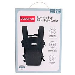 Babyhug  Elegant 3-in-1 Baby Carrier: Lightweight, Breathable fabric, Ergonomic design, Padded straps, Waist belt, 3 carry positions (inward, outward, back), Adjustable seat, Washable cover, Supports up to 15 kg- Grey