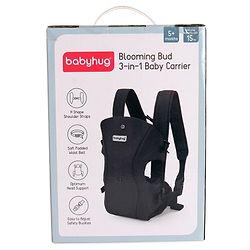Babyhug  Elegant 3-in-1 Baby Carrier: Lightweight, Breathable fabric, Ergonomic design, Padded straps, Waist belt, 3 carry positions (inward, outward, back), Adjustable seat, Washable cover, Supports up to 15 kg- Grey