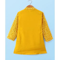 Babyhug Full Sleeves  Mirror Embroidered Kurta with Payjama Set - Yellow