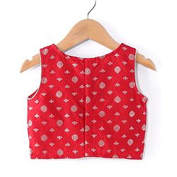 Babyhug Woven Sleeveles Brocade Choli with Lehenga and Dupatta Set -Red