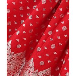 Babyhug Woven Sleeveles Brocade Choli with Lehenga and Dupatta Set -Red