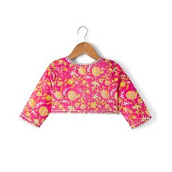 Babyhug 100% Cotton Woven Ethnic Dresses and Jacket with 3/4th Sleeves and Floral Print in Pink for 3-6 Months