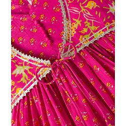 Babyhug 100% Cotton Woven Ethnic Dresses and Jacket with 3/4th Sleeves and Floral Print in Pink for 3-6 Months
