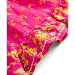 Babyhug 100% Cotton Woven Ethnic Dresses and Jacket with 3/4th Sleeves and Floral Print in Pink for 3-6 Months