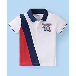 Babyhug Cotton Knit Half Sleeves Polo T-Shirt with Text Print - Multicolour