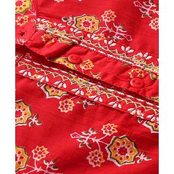 Babyhug Cotton Woven Full Sleeves Kurta & Dhoti Set with Floral Print - Red