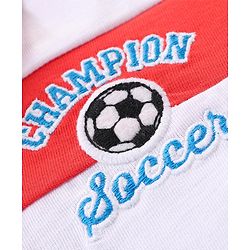 Babyhug Cotton Knit Half Sleeves Football Embroidered Polo T-Shirt with Cut & Sew Design - Blue & White