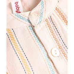 Babyhug Cotton Woven Full Sleeves Embroidered Kurta  - Cream Red & Green