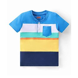 Babyhug Cotton Knit Half Sleeves Striped T-Shirt - Multicolour