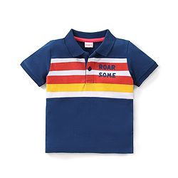 Babyhug Cotton Knit Half Sleeves Polo T-Shirt with Text Print - Multicolour