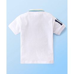 Babyhug Cotton Knit Half Sleeves Striped Polo Tee- White