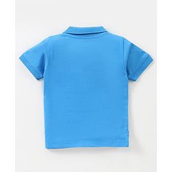 Babyhug Cotton Knit Half Sleeves Polo Striped T-Shirt with Text Print - Multicolour