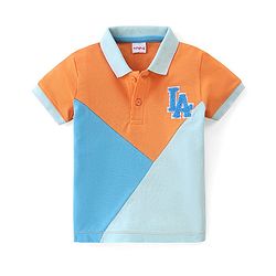 Babyhug Cotton Knit Half Sleeves Striped Polo T-Shirt Color Block - Multicolor