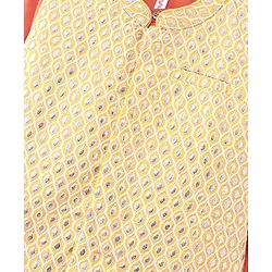Babyhug Woven Full Sleeves Solid Kurta Pyjama Set With Mirror Embroided Jacket  -Orange