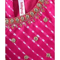 Babyhug 100% Cotton Woven Sleeveless Leheriya Printed Choli Lehenga and Dupatta Set -  Fuschia