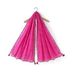 Babyhug 100% Cotton Woven Sleeveless Leheriya Printed Choli Lehenga and Dupatta Set -  Fuschia