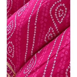 Babyhug 100% Cotton Woven Sleeveless Leheriya Printed Choli Lehenga and Dupatta Set -  Fuschia