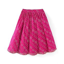 Babyhug 100% Cotton Woven Sleeveless Leheriya Printed Choli Lehenga and Dupatta Set -  Fuschia