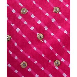 Babyhug 100% Cotton Woven Sleeveless Leheriya Printed Choli Lehenga and Dupatta Set -  Fuschia