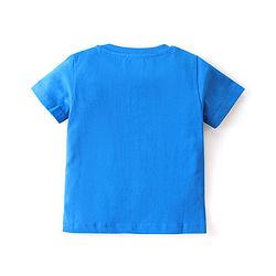 Babyhug 100% Cotton Knit Single Jersey Half Sleeves T-Shirt & Shorts With Text & Animals Print - Blue & Grey