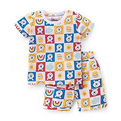 Babyhug Disney 100% Cotton Knit Single Jersey Half Sleeve Night Suit With Winnie The Pooh Print - Multicolour