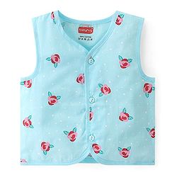 Babyhug 100% Cotton Woven Front Open Sleeveless Jhablas Floral Print Pack of 3- Pink & Blue