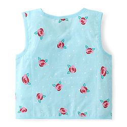 Babyhug 100% Cotton Woven Front Open Sleeveless Jhablas Floral Print Pack of 3- Pink & Blue