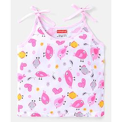 Babyhug 100% Cotton Woven Sleeveless Polka Dots & Birdy Printed  Tie Knot Jhabla Pack of 3 - Pink & White
