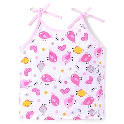 Babyhug 100% Cotton Woven Sleeveless Polka Dots & Birdy Printed  Tie Knot Jhabla Pack of 3 - Pink & White