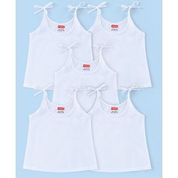 Babyhug 100% Cotton Woven Sleeveless Solid Color Tie Knot Vest Pack of 5 - White