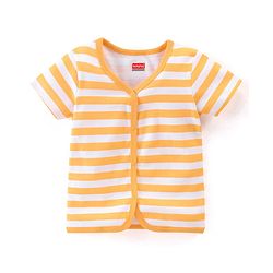 Babyhug 100% Cotton Half Sleeves Front Open Striped Vests Pack of 3 - Multicolor